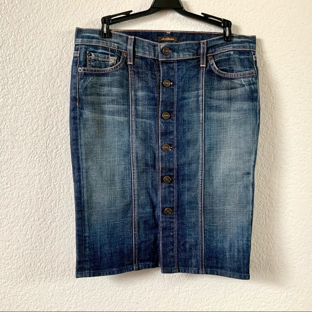 7 for all Mankind Denim Button Front Skirt, Sz 29